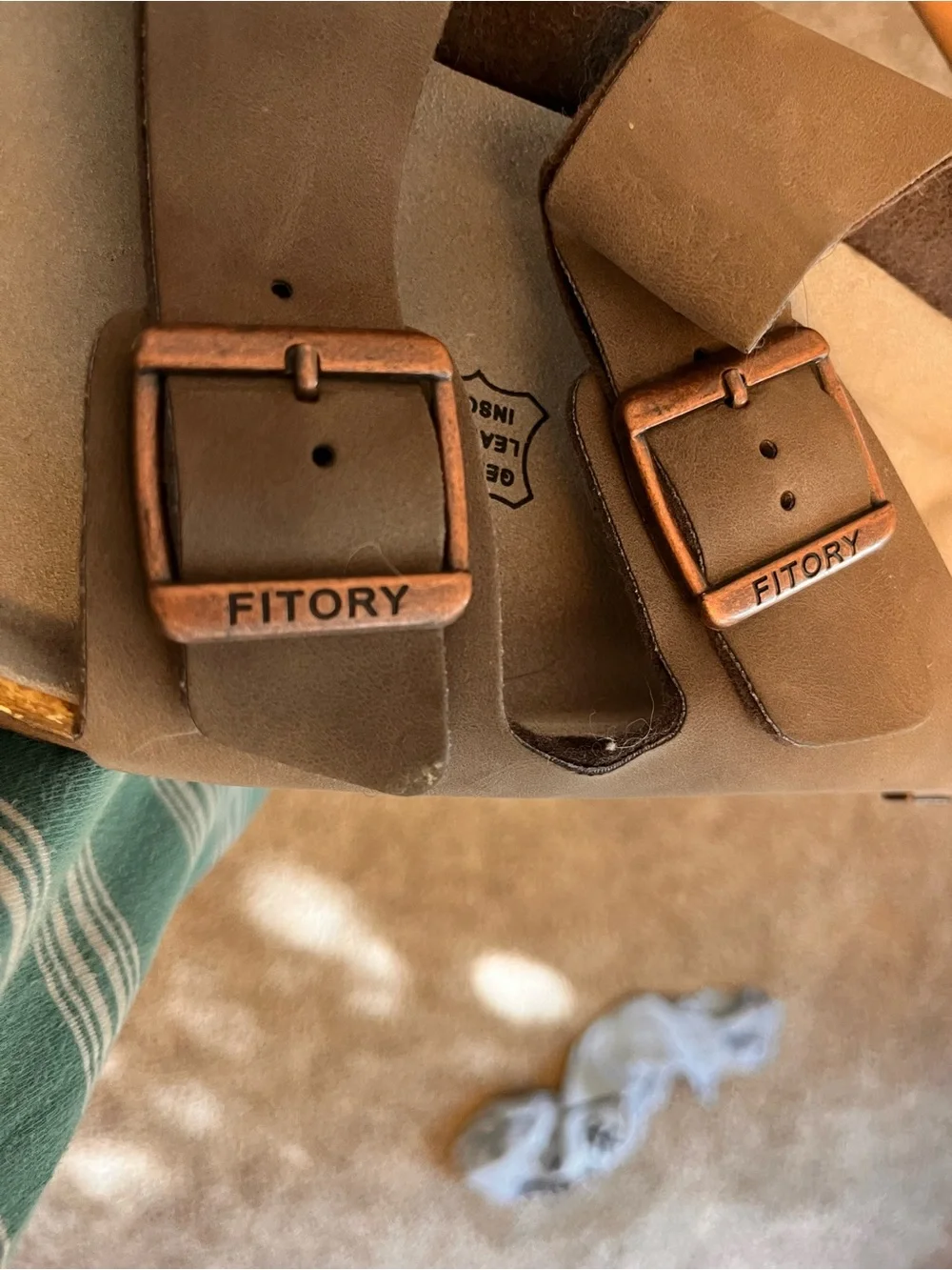 Fitory Men's Brown Leather Slip-On Loafers